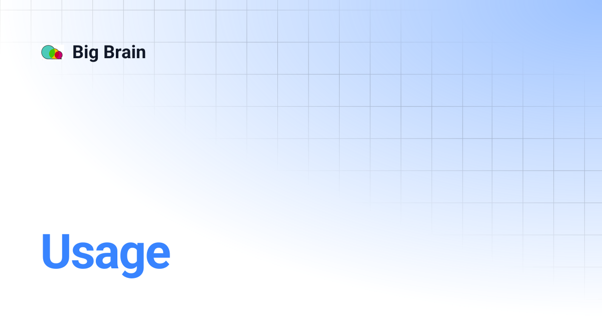 Usage | Big Brain